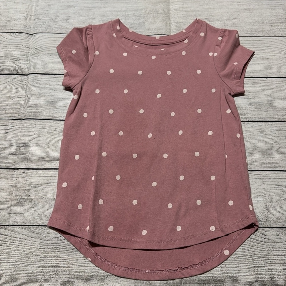 Cat & Jack Pink Polka Dot Short Sleeve Shirt size 5T